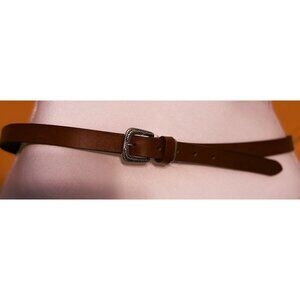 New Gennaro Di Palma Leather Belt in Brown SZ Large Made In Italy Thin Glam Rock